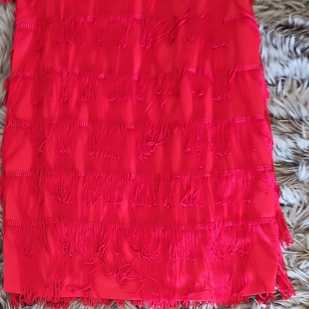 Elegant Red Ruffle Dress - Picture 3 of 7